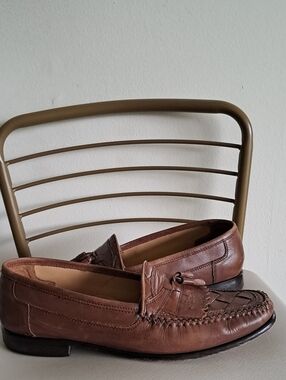 Giorgio Brutini Brown Leather Tassel Moc Toe Loafers